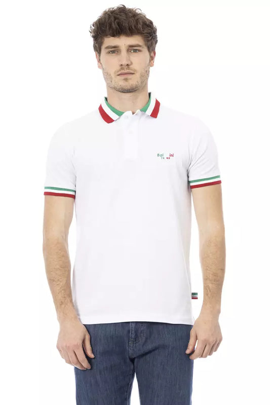Polo da uomo in cotone bianco Baldinini Trend