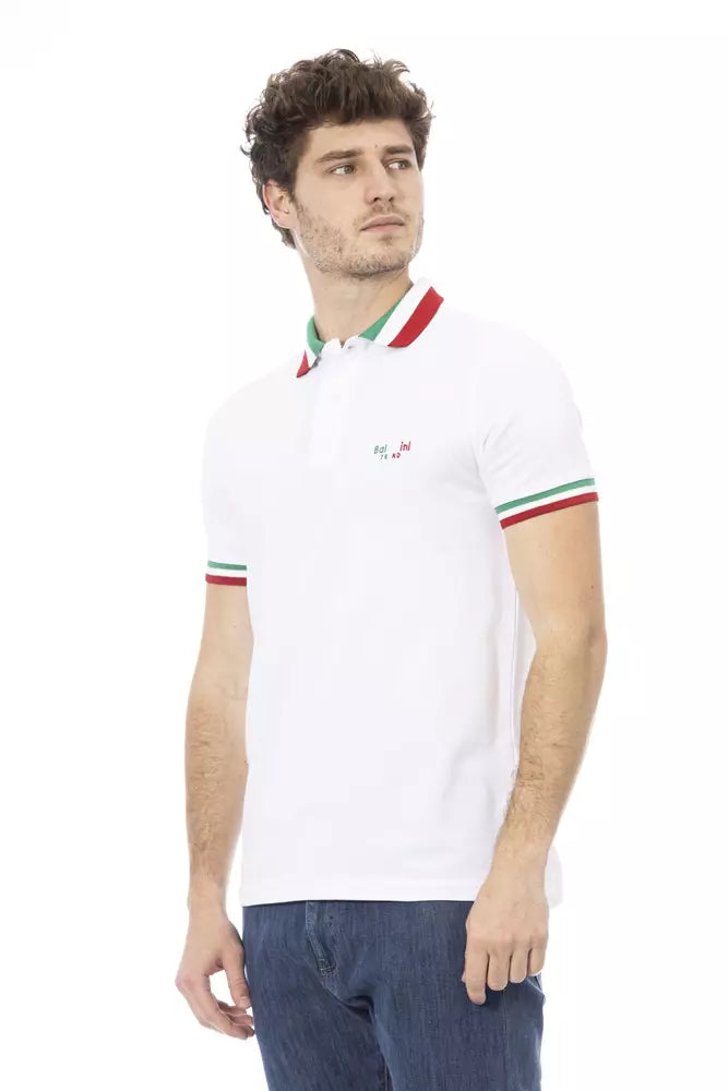 Polo da uomo in cotone bianco Baldinini Trend