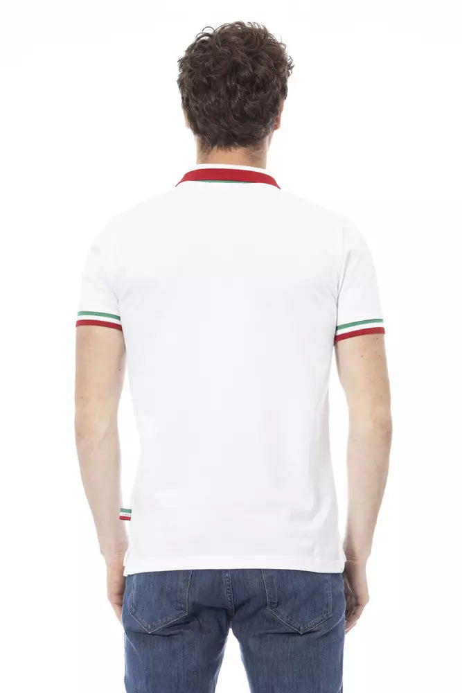 Polo da uomo in cotone bianco Baldinini Trend