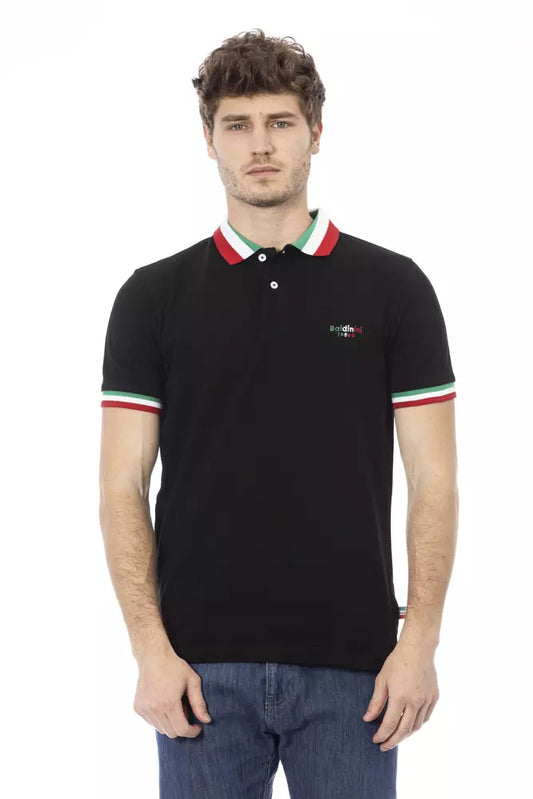 Polo da uomo in cotone nero Baldinini Trend
