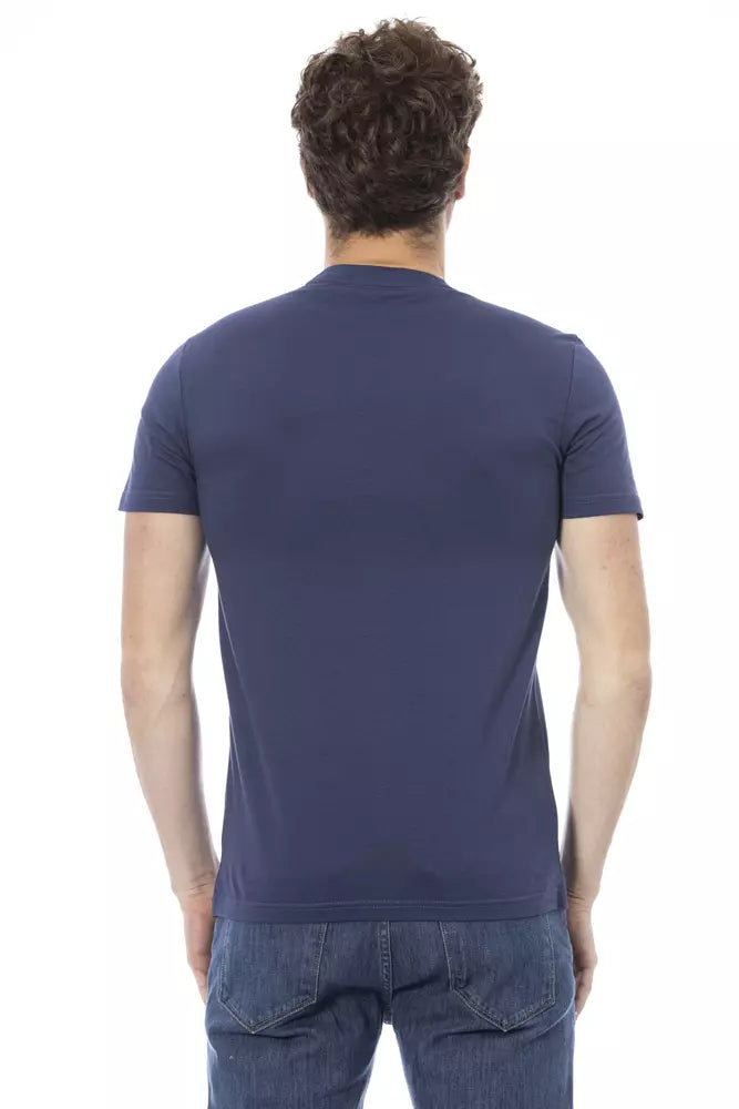 T-shirt pour homme en coton bleu Baldinini Trend
