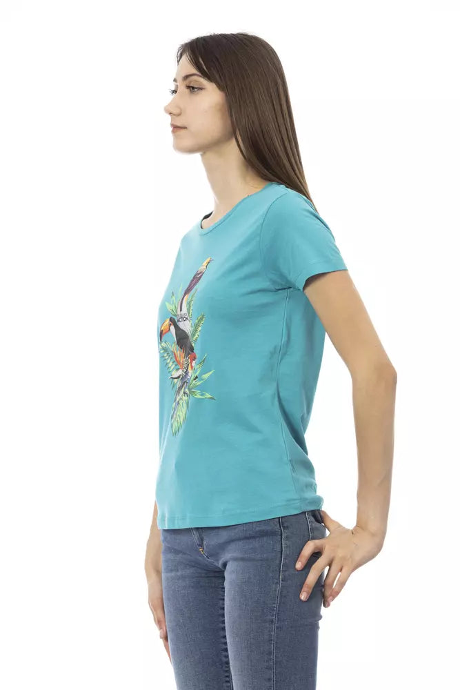 Tops y camiseta de algodón azul claro