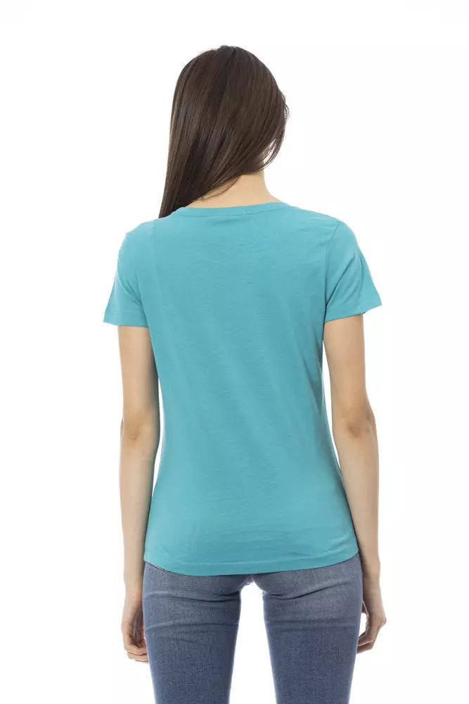 Tops y camiseta de algodón azul claro