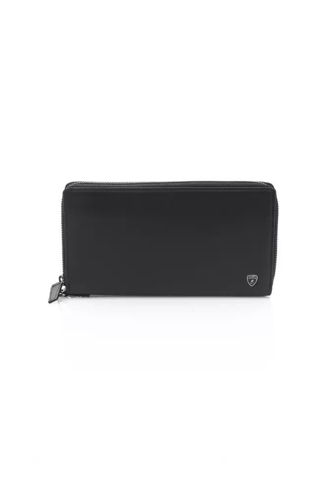 Portefeuille pour hommes en cuir de veau noir Automobili Lamborghini