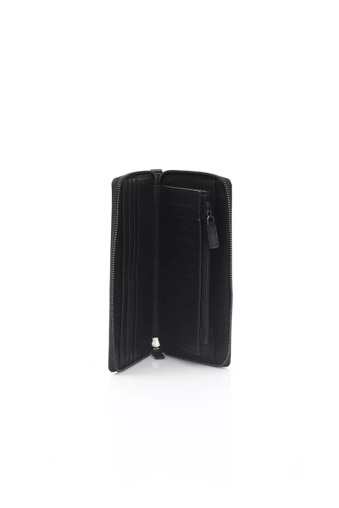 Portefeuille pour hommes en cuir de veau noir Automobili Lamborghini