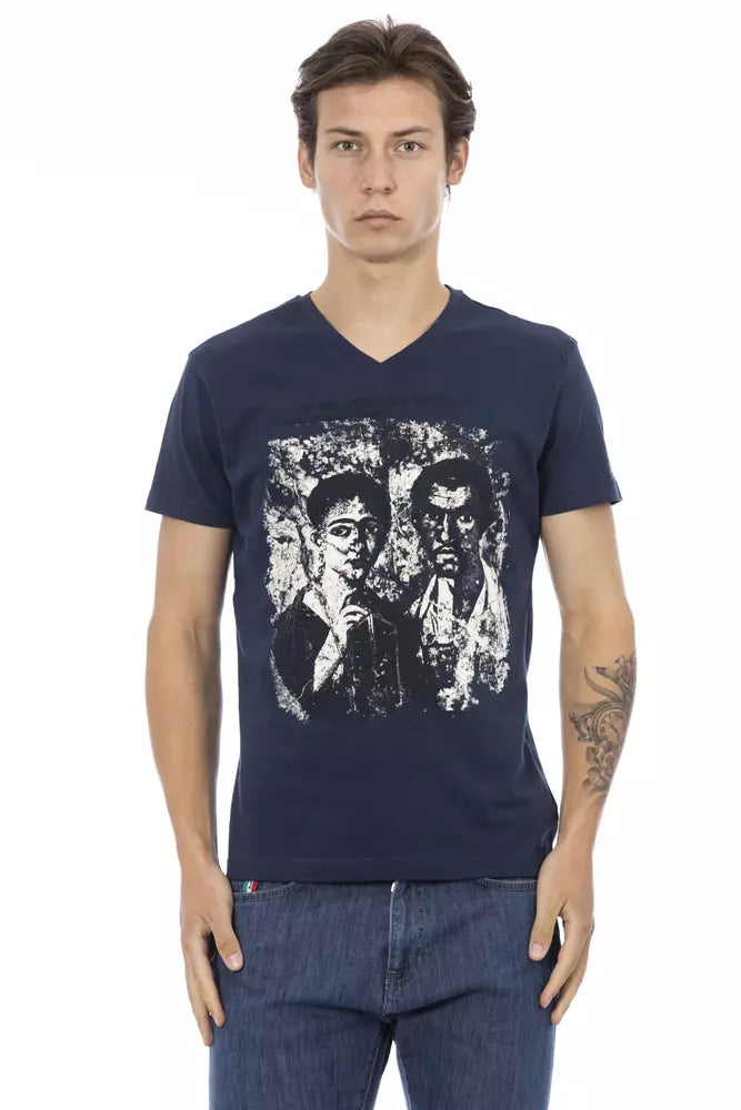 Camiseta de algodón azul