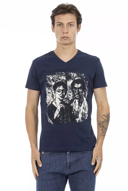 Camiseta de algodón azul
