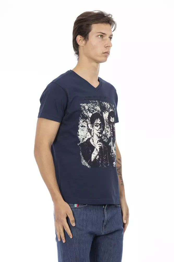 Camiseta de algodón azul