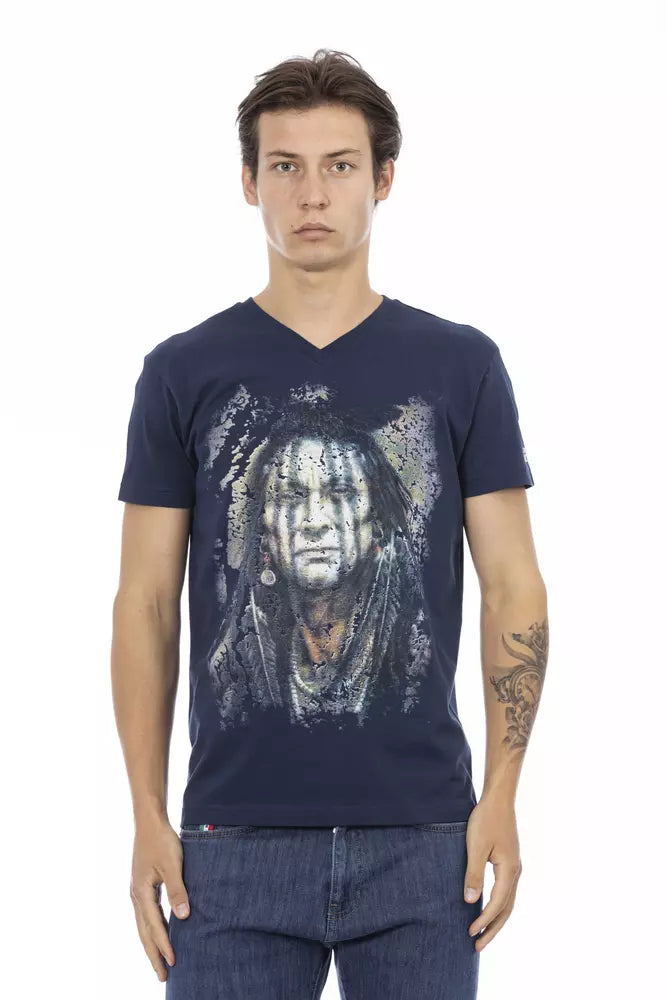 Camiseta de algodón azul