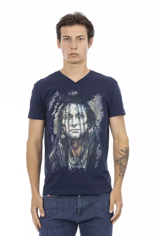 Camiseta de algodón azul