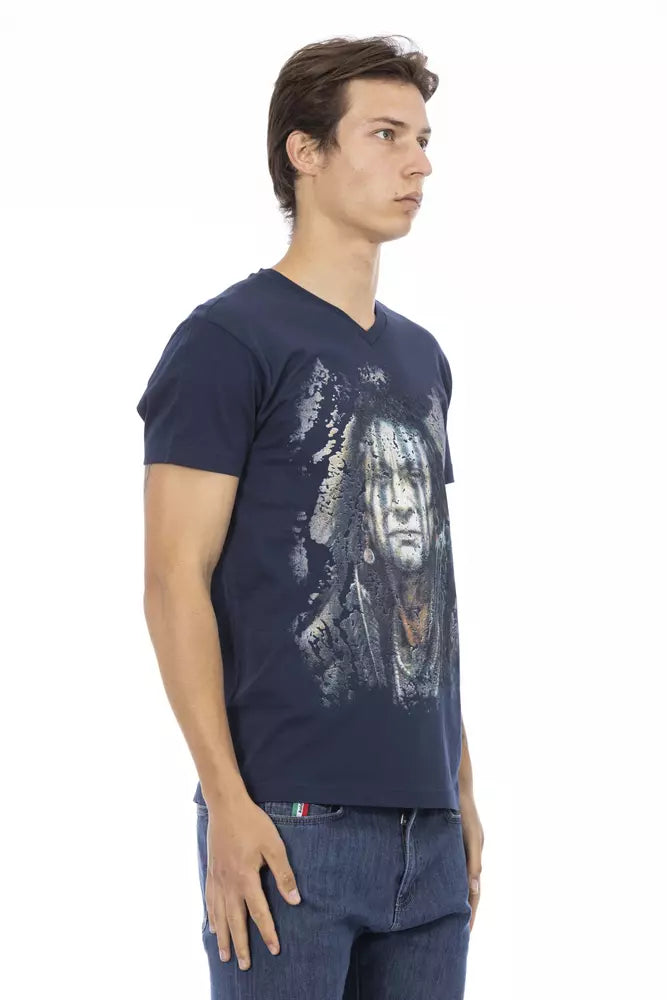 Camiseta de algodón azul