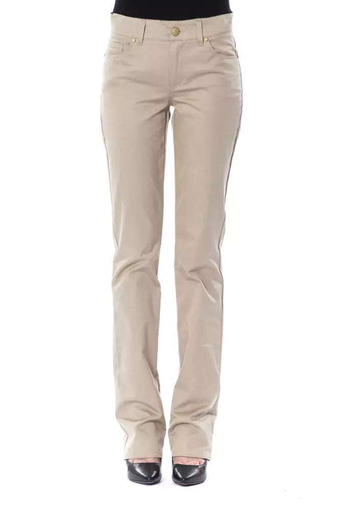 Pantaloni da donna in cotone beige BYBLOS