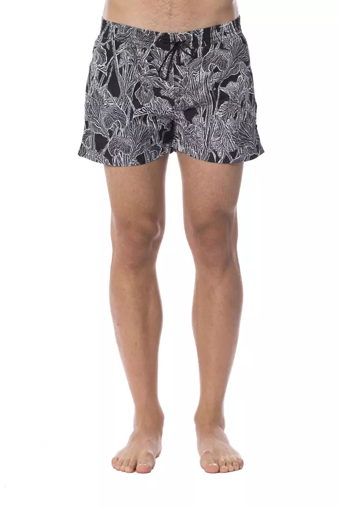 Traje de baño de poliéster negro/blanco