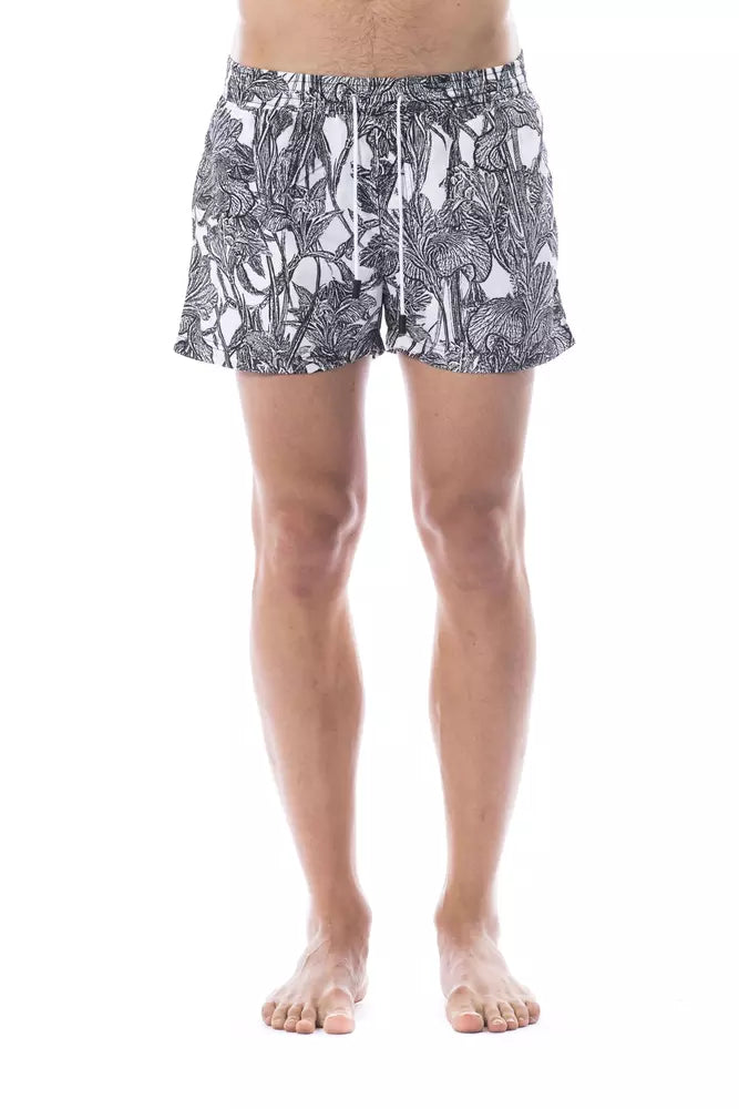 Traje de baño de poliéster negro/blanco