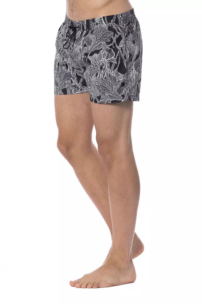 Traje de baño de poliéster negro/blanco