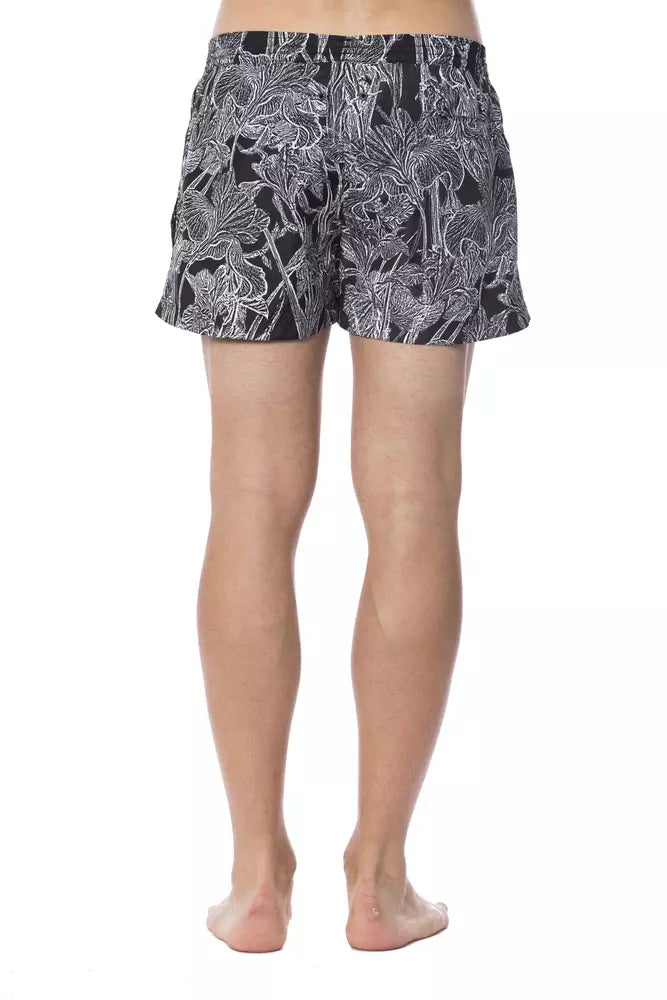 Traje de baño de poliéster negro/blanco