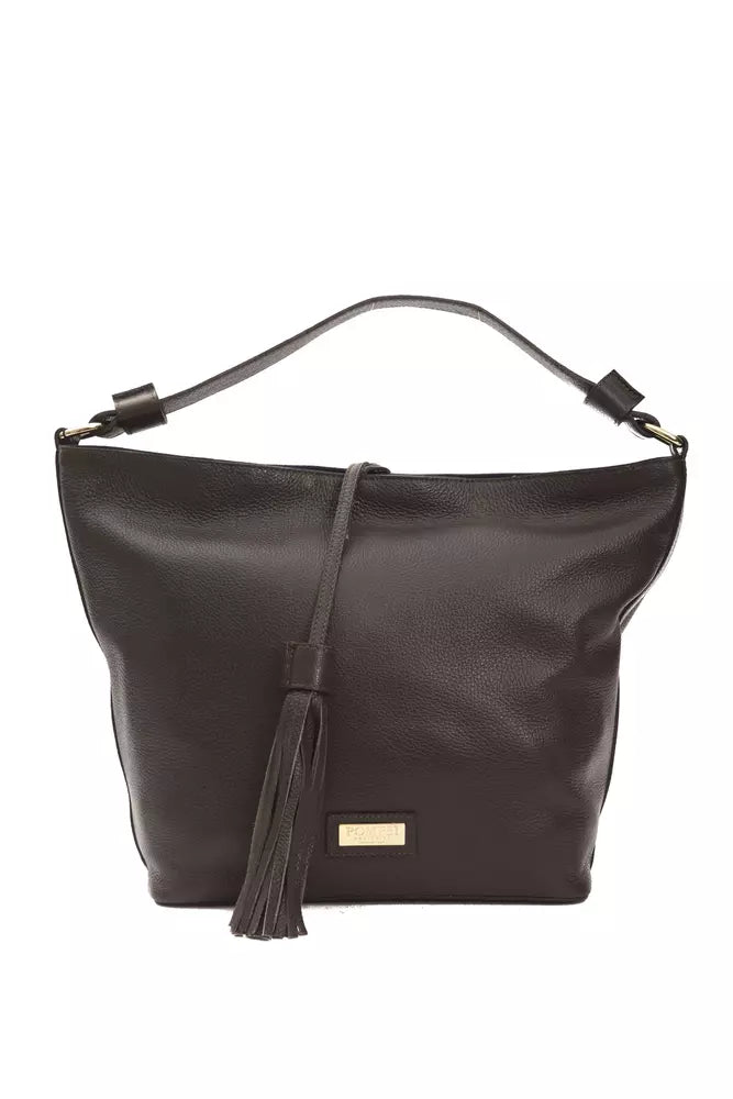 Bolso de hombro de cuero marrón