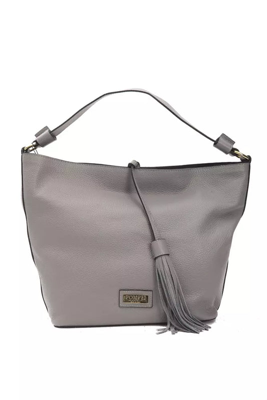 Bolso de hombro de cuero gris