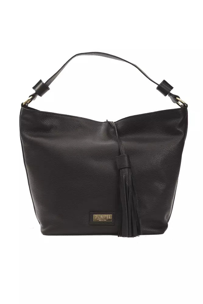 Bolso de hombro de cuero negro