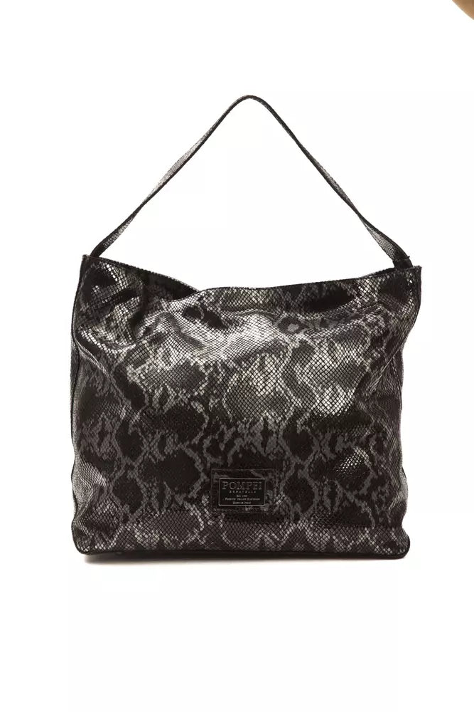 Bolso de hombro de cuero gris