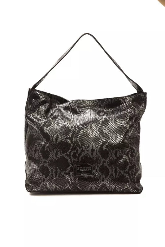 Bolso de hombro de cuero gris