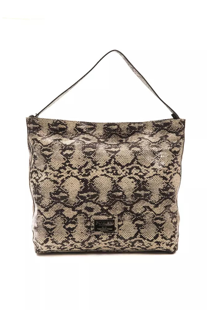 Bolso de hombro de cuero gris