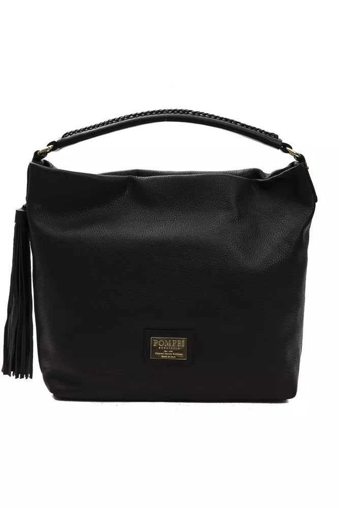 Bolso de hombro de cuero negro