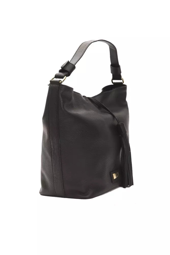 Bolso de hombro de cuero negro