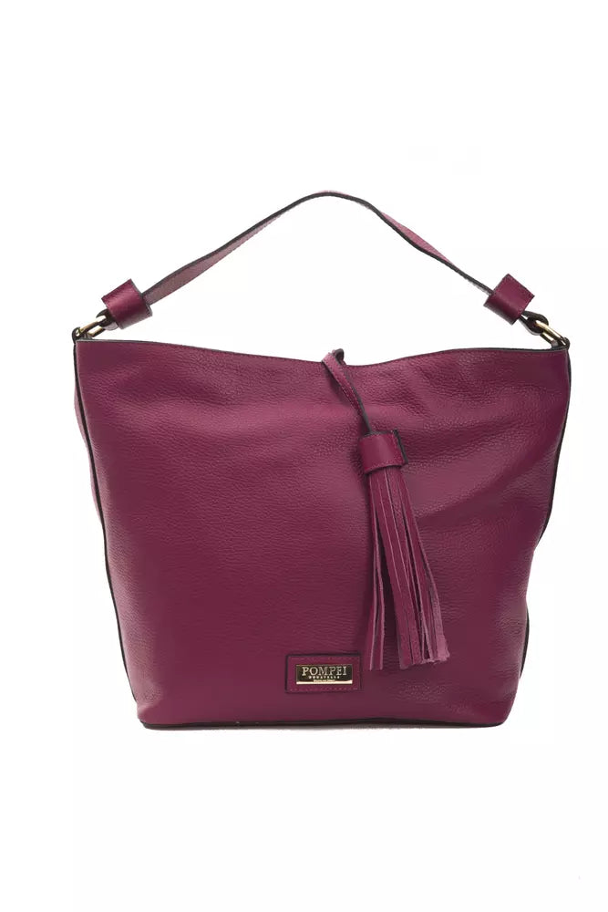 Bolso de hombro de cuero burdeos