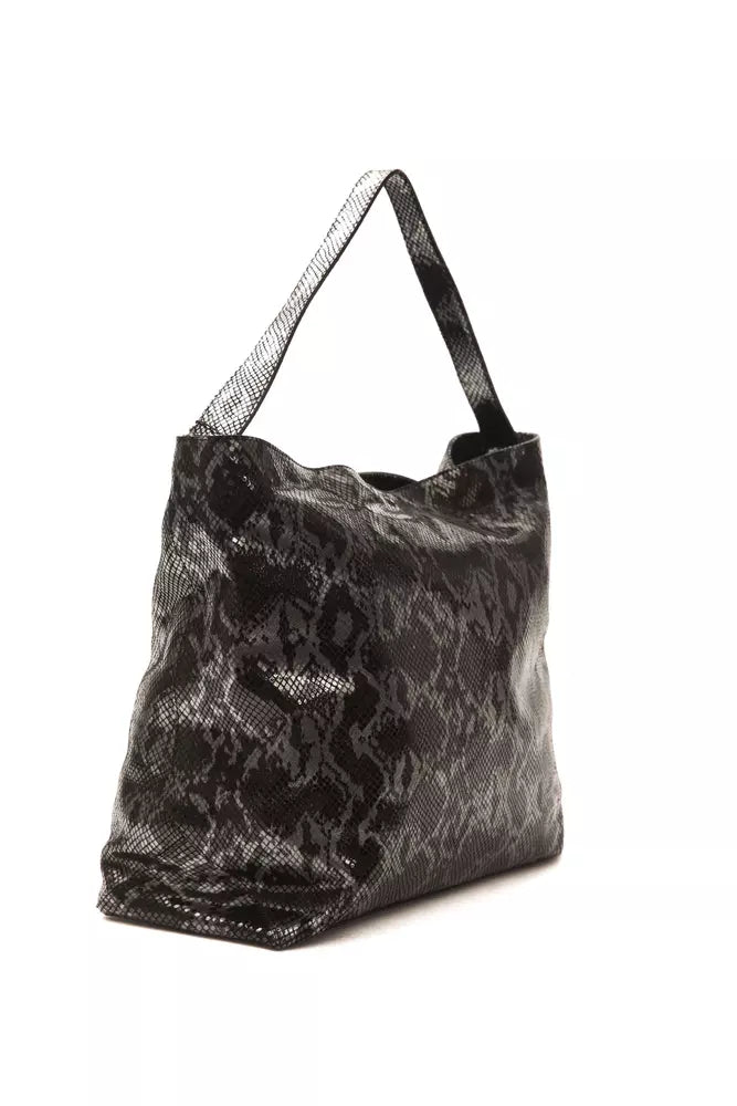 Bolso de hombro de cuero gris