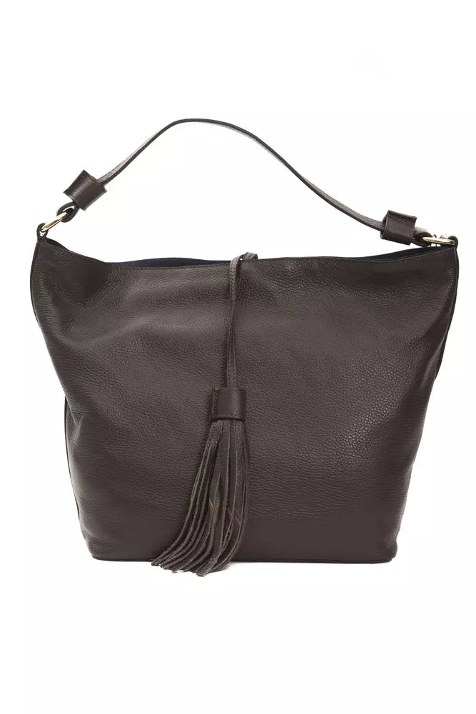 Bolso de hombro de cuero marrón
