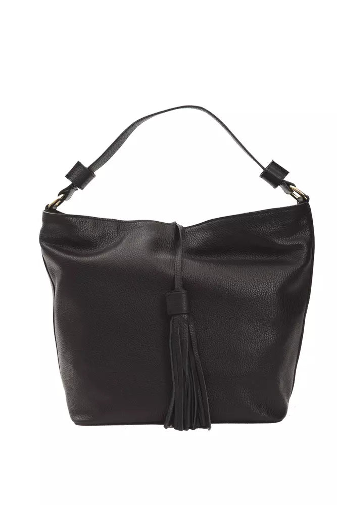 Bolso de hombro de cuero negro