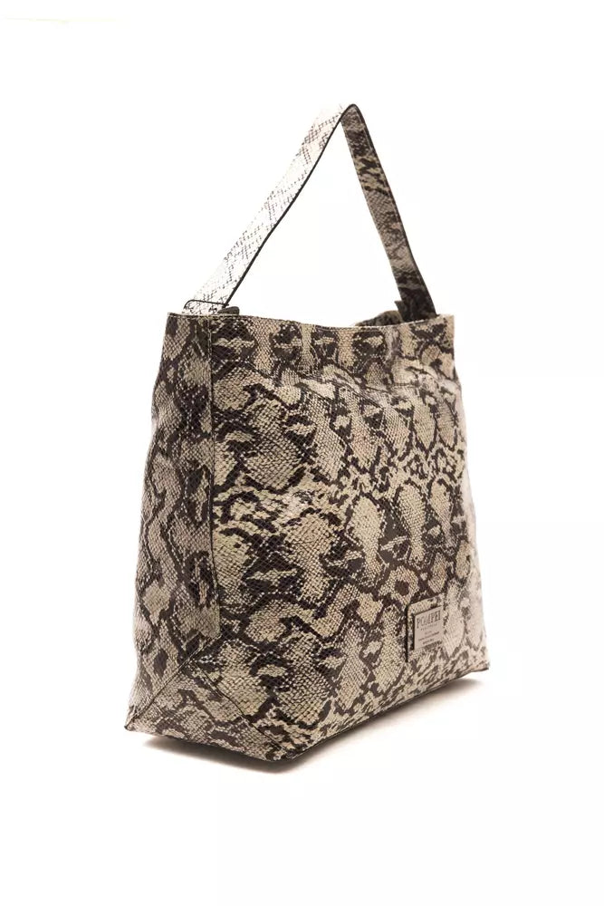 Bolso de hombro de cuero gris