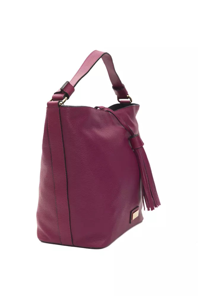 Bolso de hombro de cuero burdeos