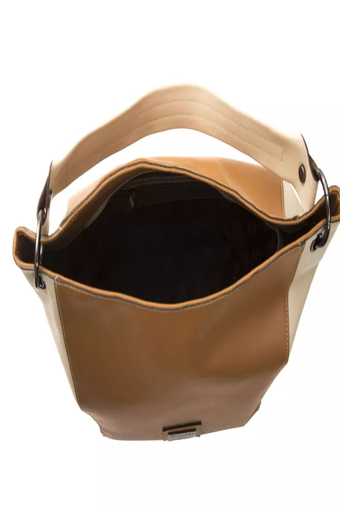Bolso de hombro de cuero marrón