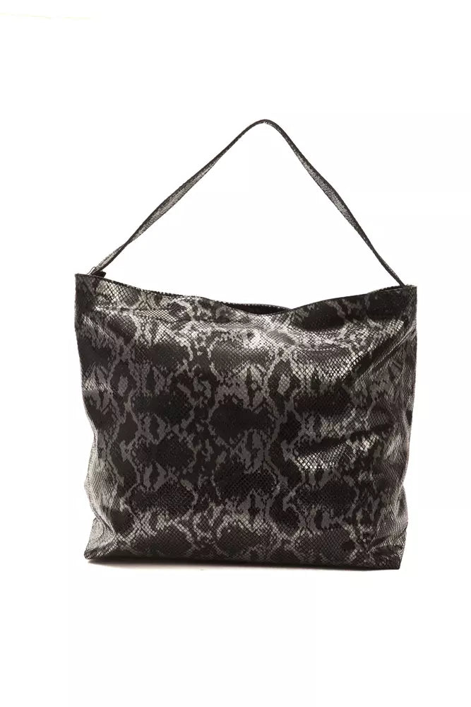 Bolso de hombro de cuero gris