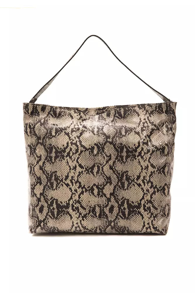 Bolso de hombro de cuero gris
