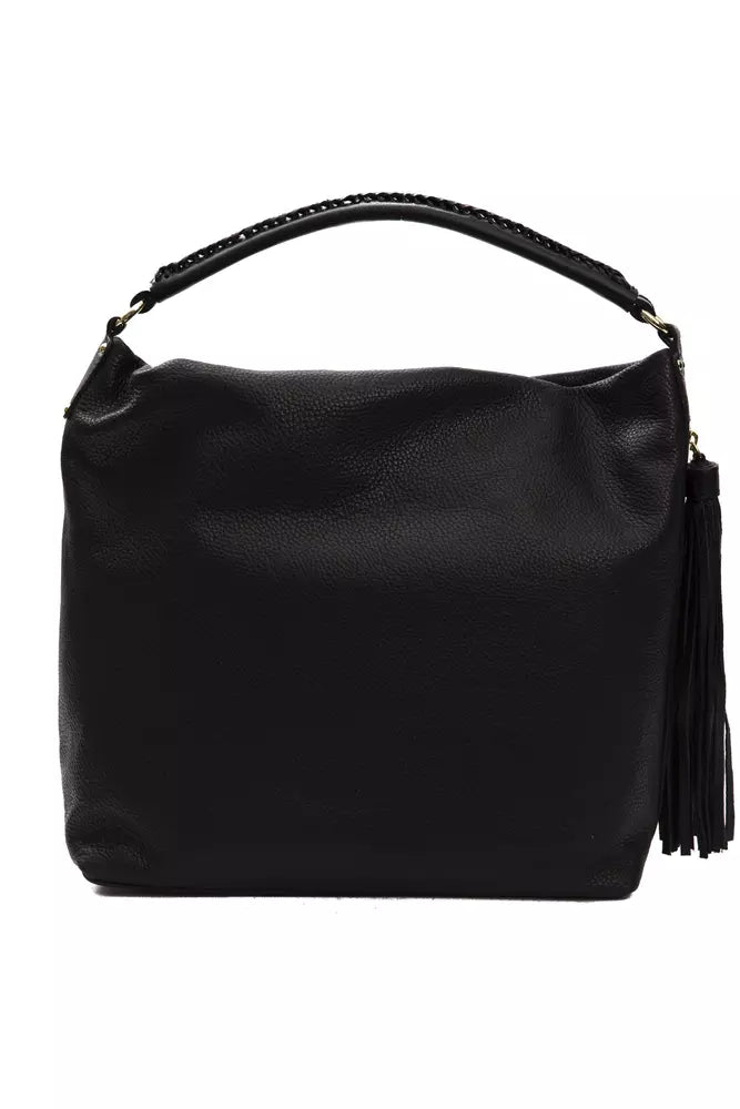Bolso de hombro de cuero negro