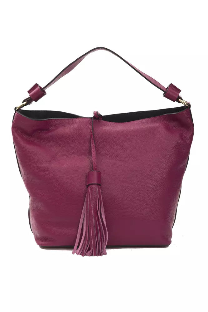 Bolso de hombro de cuero burdeos