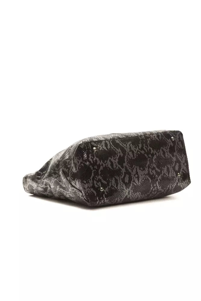 Bolso de hombro de cuero gris
