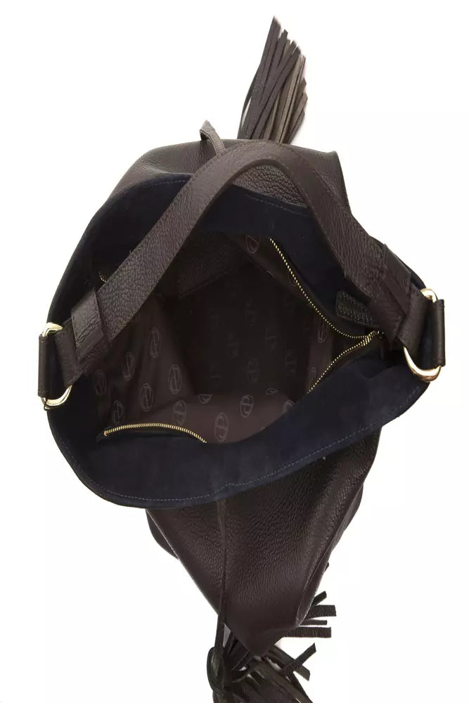 Bolso de hombro de cuero marrón