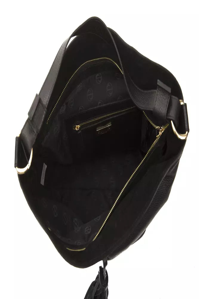 Bolso de hombro de cuero negro