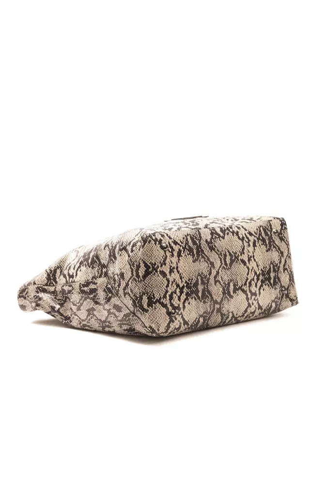 Bolso de hombro de cuero gris