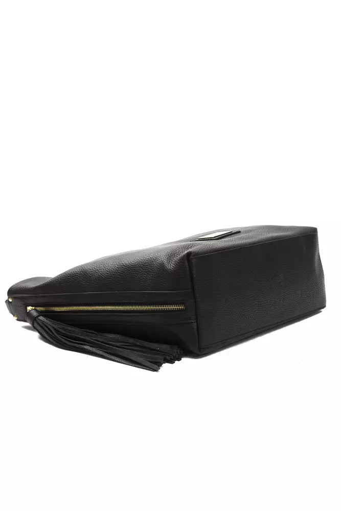 Bolso de hombro de cuero negro