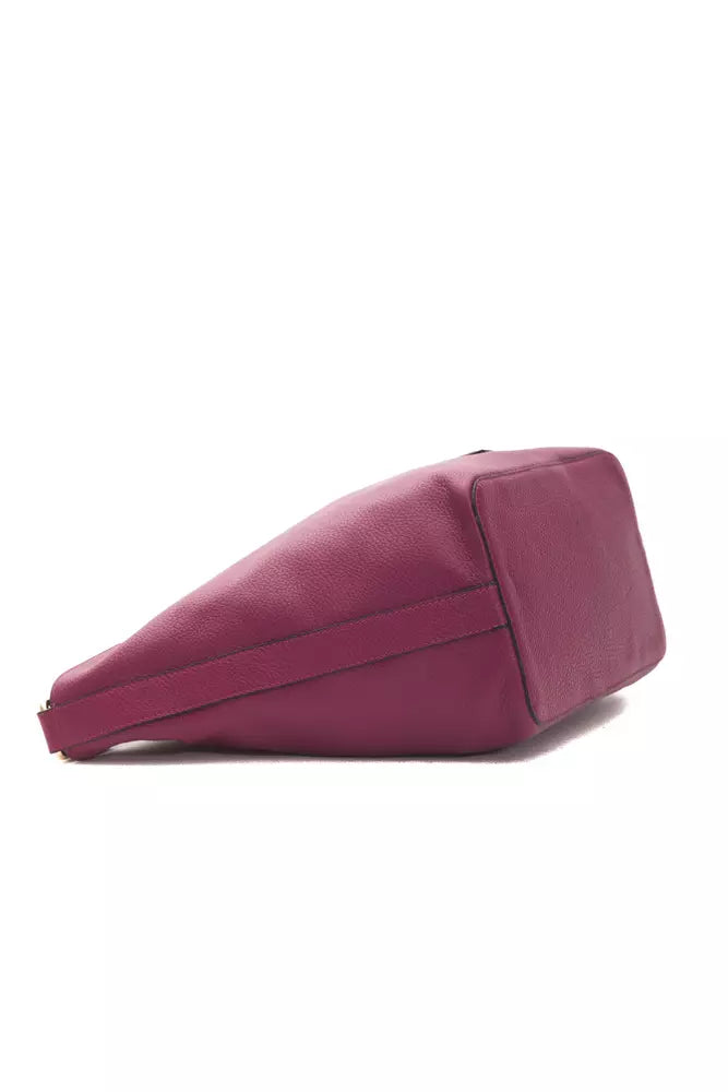Bolso de hombro de cuero burdeos