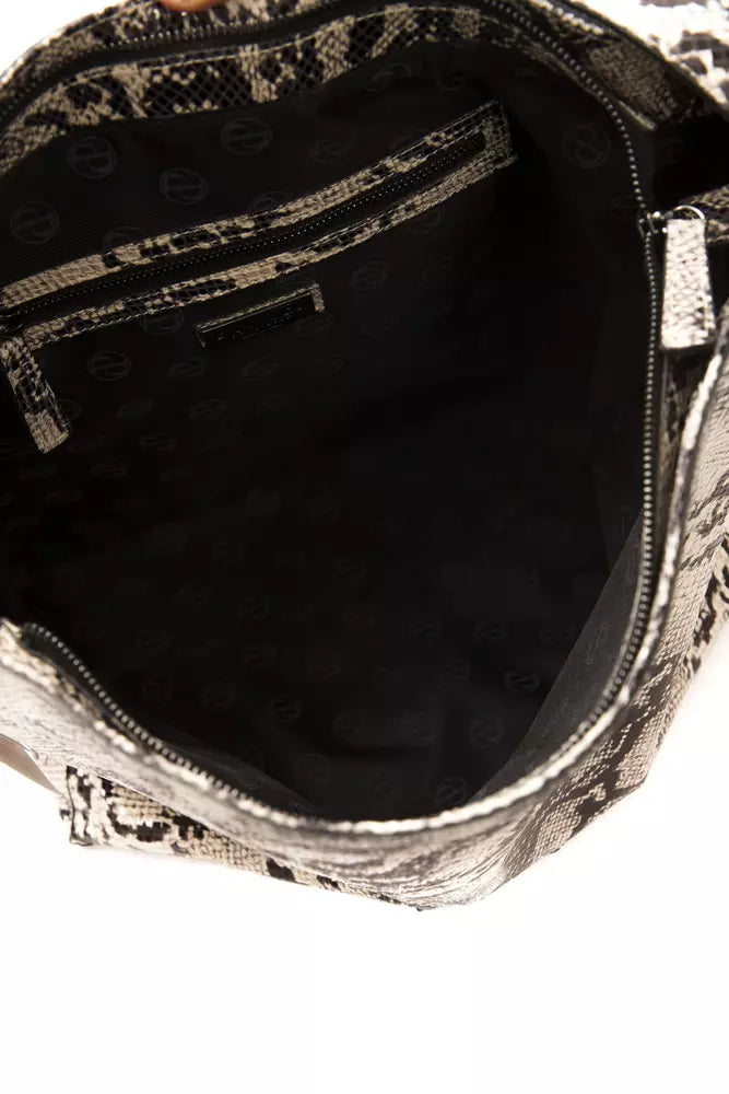 Bolso de hombro de cuero gris