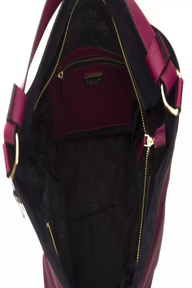 Bolso de hombro de cuero burdeos