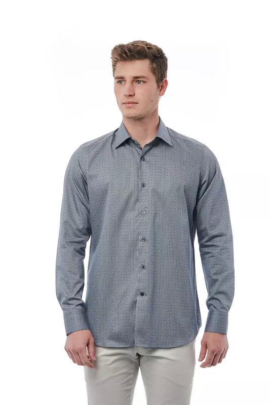 Camicia da uomo in cotone nero Bagutta
