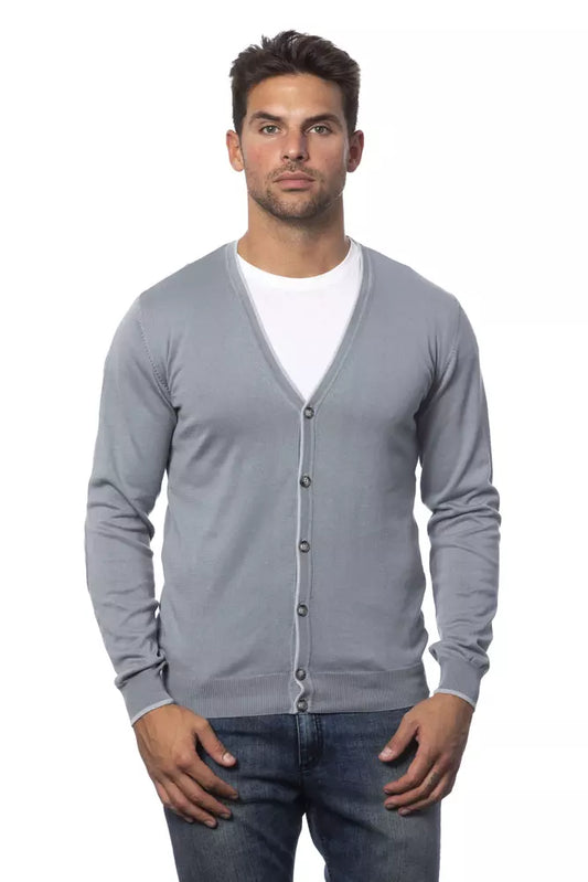 Cardigan pour hommes en coton gris Verri