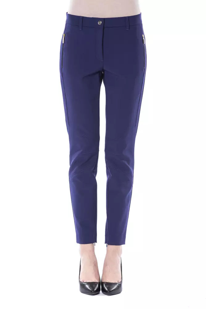 Pantaloni da donna in poliestere blu BYBLOS